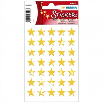 Schmucketiketten Weihnachten Sterne Prismaticfolie gold Herma; #Sticker# 3998 