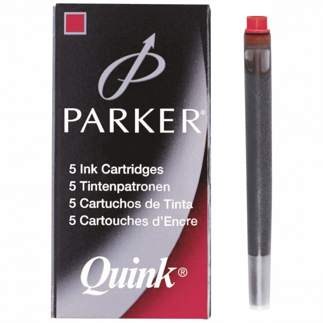 Parker 5er Tintenpatronen Permanent-Rot altes Design Großraumpatrone 
