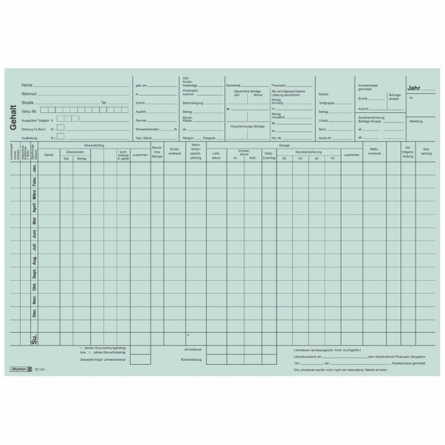 Brunnen Gehaltskarte 23104 A4 Quer Grun